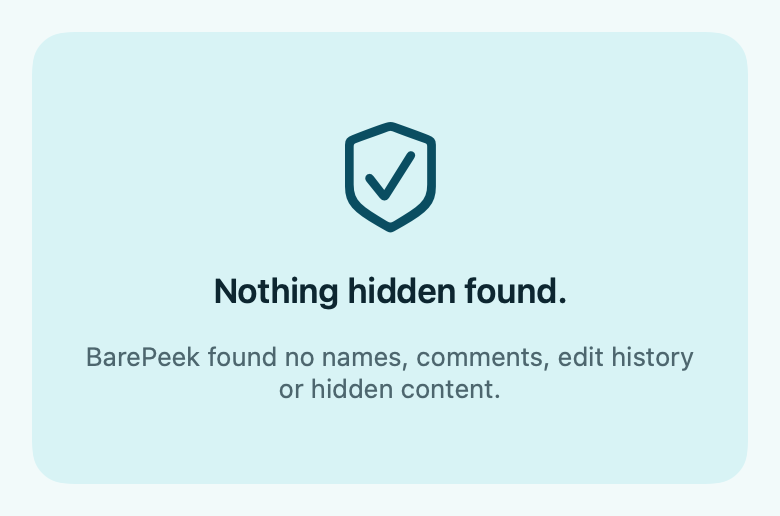 BarePeek on iPhone: a file with nothing hidden